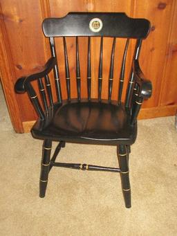 The Seal of The University of Carol Emblem Seal Black Lacquer Traditional Captains Arm Chair