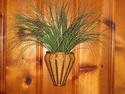 3pc Vignette Rope Wall Pocket Wood Trim, Rope Basket Planter & Resin Vase w/Ornament