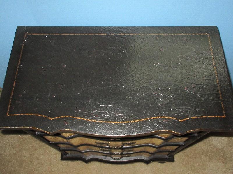 Impressive Ornate French Inspired 4 Drawer Chest Faux Slate Texture Top Painted Bellflower &