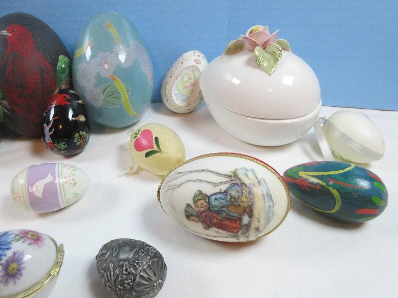 25+ Egg Collection Figurines, 2 Real Hand Painted Eggs, 2pc Trinket Box, Reverse Floral Design