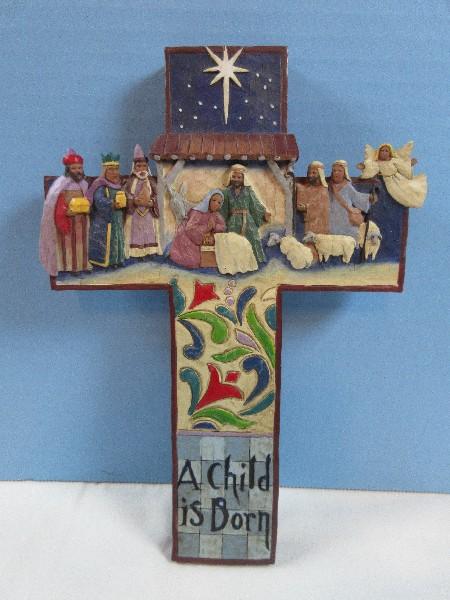 Jim Shore Heartwood Creek Collection 2006 "A Child Is Born" Folk Art nativity Resin Wall D‚cor