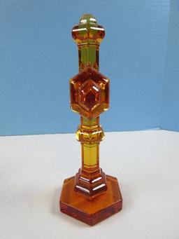 Noble Excellence Stunning Amber Lead Crystal 8 1/4" Roman Design Cross