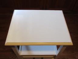 Classic Design Chair Side Table w/Shelf & lower Drawer- Approx 27 1/2"H x 20" x 15"