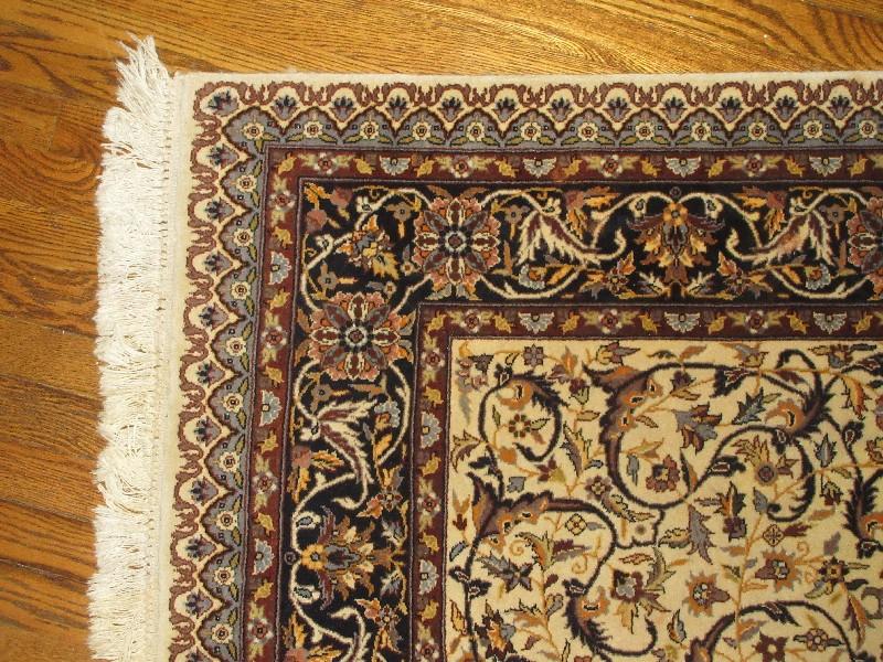 Traditional Persian Design Floral Area Rug Synthetic Pile w/Fringe- 87" x 55"