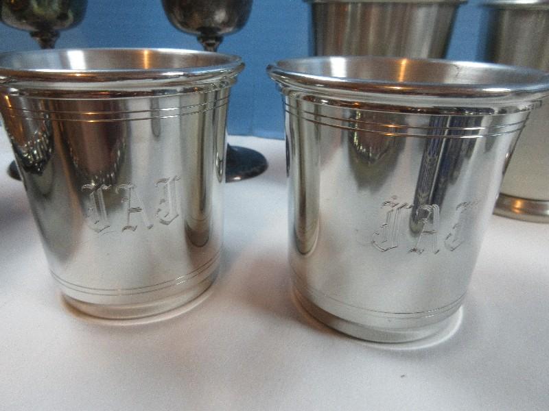 Lot Misc Silverplate/Pewter Goblets, Carolina Julep Cups by Salisbury Hand Crafted, Individual