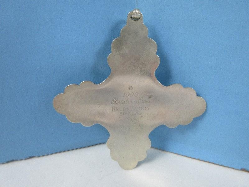 1990 Annual Reed & Barton Sterling Silver Christmas Cross Ornament-Wgt. 11.2G+/-, Ret. $99.95