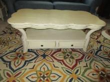 Riverside Furniture French Countryside Scalloped Coffee Table w/Lower Shelf & Pass Through