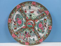 Japanese Porcelainware Hand Painted Famille Rose Medallion 10 1/4" Plate Gold Rim-