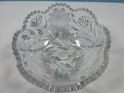 Stunning Cut Crystal 8" Round Bowl Sawtooth Edge