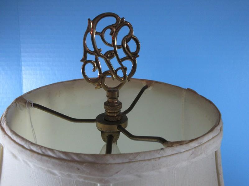 Pair Elegant Regal Brass 33" Candlestick Banquet End Lamps Intricately Design Finial