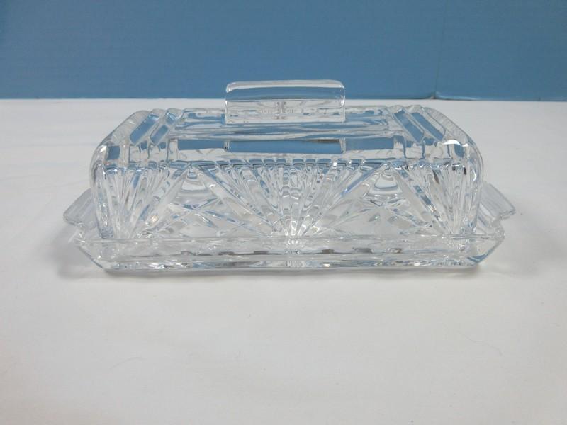 Gorham Crystal Cherrywood Pattern 1/4lb Covered Butter- Retail $150.00
