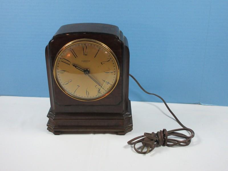 Hammond Bichronous Depression Era Electric Mantel/Desk Clock Lanshire Movement Veneer