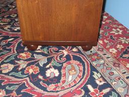 Mid Century Modern Walnut Magazine Accent Chair Side Table on Sphere Feet. 20"H x 12.5" x 22"