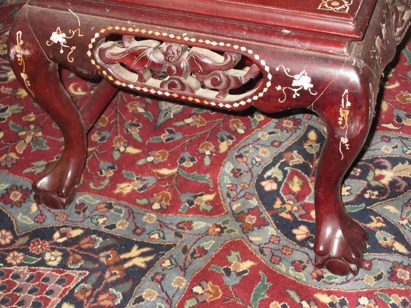 Exquisite Chinoiserie Asian Coffee Table Lower Shelf Ball & Claw Feet Ornately Carved Apron &