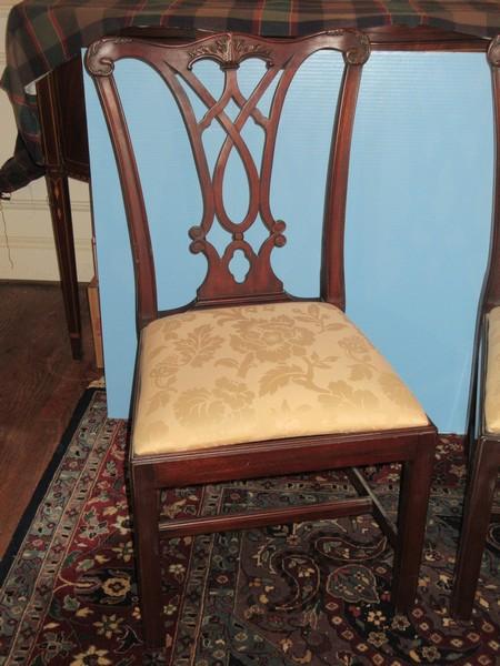 Pair of Henkel-Harris Co. Mahogany Chippendale Style Formal Chairs Intricate Back Splat Broad