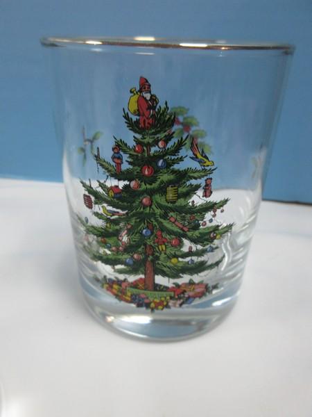 Set of 4 Spode Glassware Christmas Tree Double Old Fashioned Glassware in Box