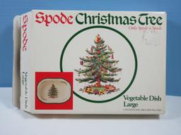 Spode China Christmas Tree Green Trim Large Vegetable Serving Dish- NIB