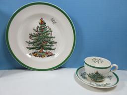 3pc Spode China Christmas Tree Green Trim Buffet Set Plate, Cup & Saucer in Box-Macy's $25.99