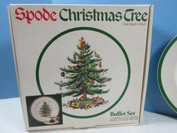 3pc Spode China Christmas Tree Green Trim Buffet Set Plate, Cup & Saucer in Box-Macy's $25.99