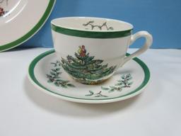 3pc Spode China Christmas Tree Green Trim Buffet Set Plate, Cup & Saucer in Box-Macy's $25.99