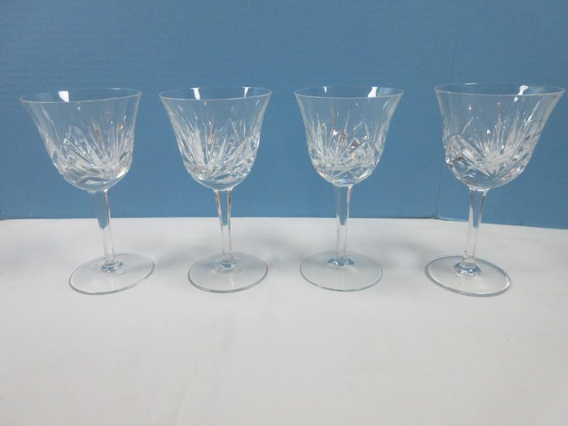 Set of 4 Gorham Crystal Cherrywood Pattern Cut Criss-Cross & Fan Design on Bowl Stemware