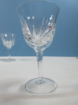 Set of 4 Gorham Crystal Cherrywood Pattern Cut Criss-Cross & Fan Design on Bowl 5 5/8" Wine