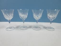 Set of 4 Gorham Crystal Cherrywood Pattern Cut Criss-Cross & Fan Design on Bowl 5 5/8" Wine