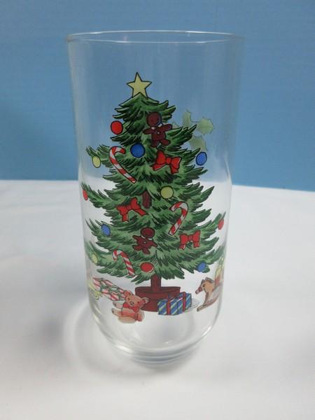 Set of 11 Luminare Noel Christmas Tree Pattern Glassware 16oz Cooler Tumblers-NIB