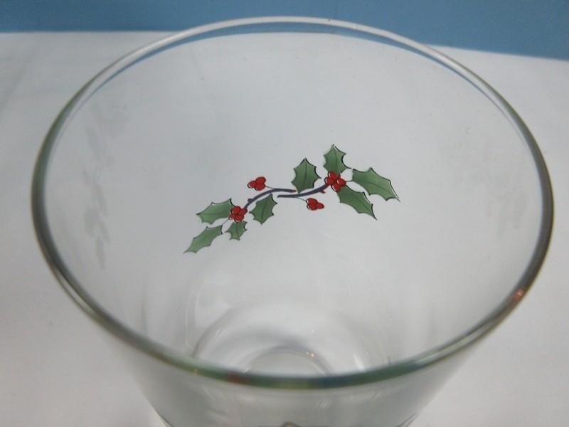 Set of 11 Luminare Noel Christmas Tree Pattern Glassware 16oz Cooler Tumblers-NIB