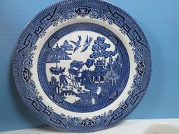 Dinnerware 12pcs Churchill China Classic Blue Willow Pattern 3pc Sets for 4 Place Settings Dinner