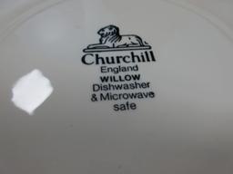 Dinnerware 6pc Churchill China Classic Blue Willow Pattern 3pc Sets for 2 Place Settings Dinner