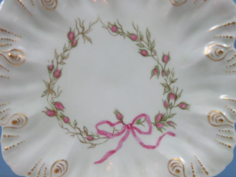 Rare Find Antique Limoges AL Anchor Mark Porcelain Scalloped 8 1/8" Round Coupe Plate Hand