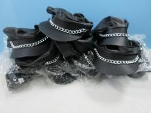 14 Black Biker Hats w/ Chain Faux Leather