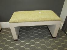 Transitional Modern Bench w/ Upholstered Padded Seat Beige Color and Mahogany Finish