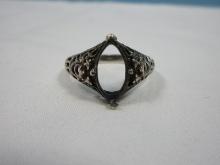 925 Sterling Silver Filigree Ladies Ring- Wgt. 4.10G+/-, Size 10 1/4