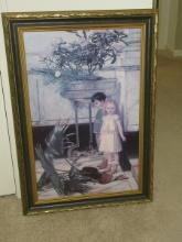 Titled "The Broken Flower Pot" Art Print on Board by To Jan Verhas Depicts 2 Victorian Children