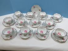 25pcs Hutschenreuther Pasco Bavaria Germany Fine China The Belrose Pattern Sylvia Pink Rose