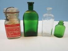 Lot 3 Early Glass Medicine Bottles, B&B Iodo Form Gauze by Bauer & Black in Vacuum Sealed