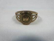 10K Gold Thornwell College 1916 Insignia Medallion Ring, Weight 2.80G +/-. Size 7 1/2