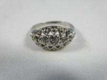 Lovable 10K White Gold Princess Ring Hearts Design Wgt. 2.18G+/-.  Size 6