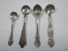 4 Various Sterling Salt Cellar Spoons Lily & Other Patterns