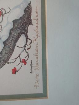 Collection 5 Various Birds and Botanical Framed Artwork Prints All Artist Signed Anne Worsham