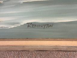 Rolling Wave Beach Scene w/ Seagull Original Artwork on Canvas Artist Signed Remington