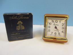 Seth Thomas No. 3895 Travatour 40 Hr. Alarm Clock Tan Case White Dail Luminous NIB