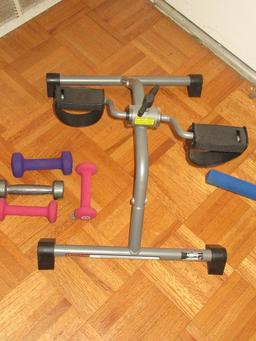 Lot Exercise Equipment Gold's Gym Stamina Pedal Foot/Hand Cycle, Ab Slide, & Head Weights