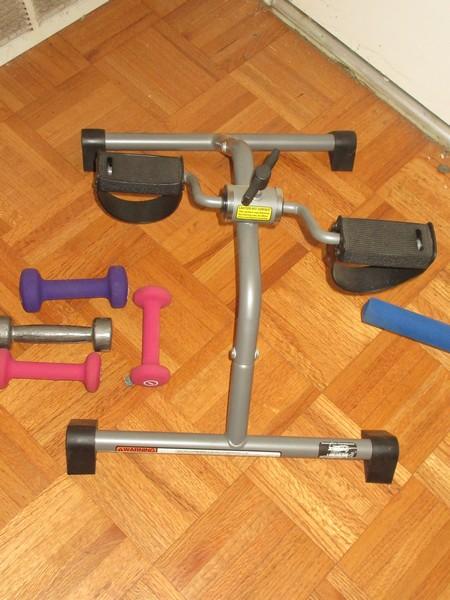 Lot Exercise Equipment Gold's Gym Stamina Pedal Foot/Hand Cycle, Ab Slide, & Head Weights