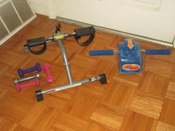 Lot Exercise Equipment Gold's Gym Stamina Pedal Foot/Hand Cycle, Ab Slide, & Head Weights