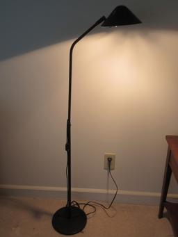 48" Modern Black Metal Curved Neck Task Floor Lamp w/ Type J Halogen Bulb Adjustable