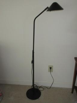 48" Modern Black Metal Curved Neck Task Floor Lamp w/ Type J Halogen Bulb Adjustable