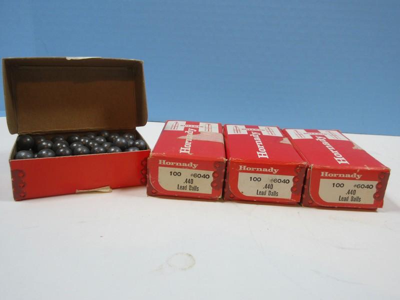 4 Boxes Hornady Lead Round .45 Caliber Balls .440 Diameter 100 Count Per Box